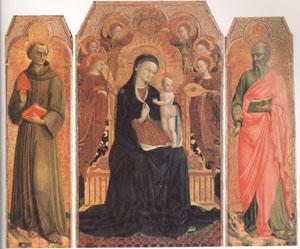 Stefano di Giovanni Sassetta Viirgin and child Enthroned with six Angels (mk05) Spain oil painting art